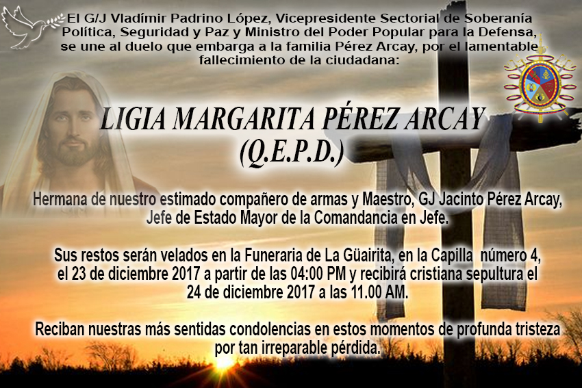 obituario hermana Pérez Arcay